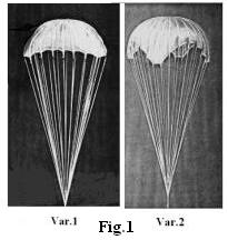 Photos of square parachute: var1 and var2